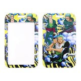 ID Card Badge Holder - One Piece - Zoro Triple Green Haori Swords Blue Clouds Yellow Background