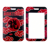 ID Card Badge Holder - Naruto - Akatsuki Red Clouds Black Background