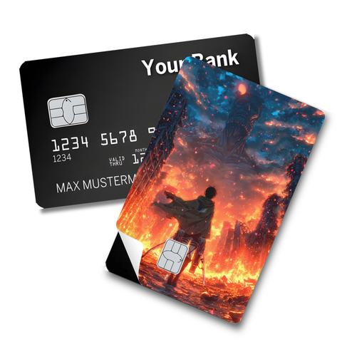 Credit Card Skin Sticker - Attack on Titan - Eren Yeager & Colossal Titan