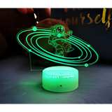3D LED Night Light - Astronaut in space with planetary rings