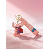 3D PVC Figure Keychain - Lilo & Stitch - Angel Holding Heart Ice Cream