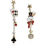 Earrings - Alice in Wonderland - White Rabbit & Playing Cards
