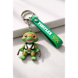 3D PVC Figure Keychain - Teenage Mutant Ninja Turtles - Michelangelo Holding Nunchaku