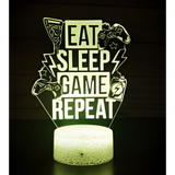 3D LED Night Light - Eat Sleep Game Repeat