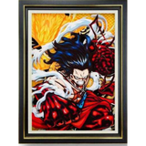 3D Light Frame - One Piece - Luffy In Gear Fourth, Red Steam And Fiery Background