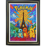 3D Light Frame - Pokémon - Stained-glass Eiffel Tower With Starters And Pikachu