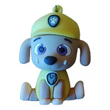 3D PVC Figure Keychain - Paw Patrol - Rubble In Yellow Uniform Sitting (Style 2)