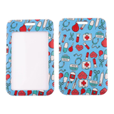 ID Card Badge Holder - Medical Supplies Pattern (Light Blue Background Cartoon Style)