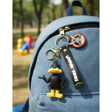 3D PVC Figure Keychain - Looney Tunes - Daffy Duck Figure With Bugs Bunny Logo