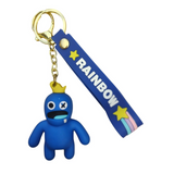 3D PVC Figure Keychain - Rainbow Friends - Blue Character With A Yellow Crown