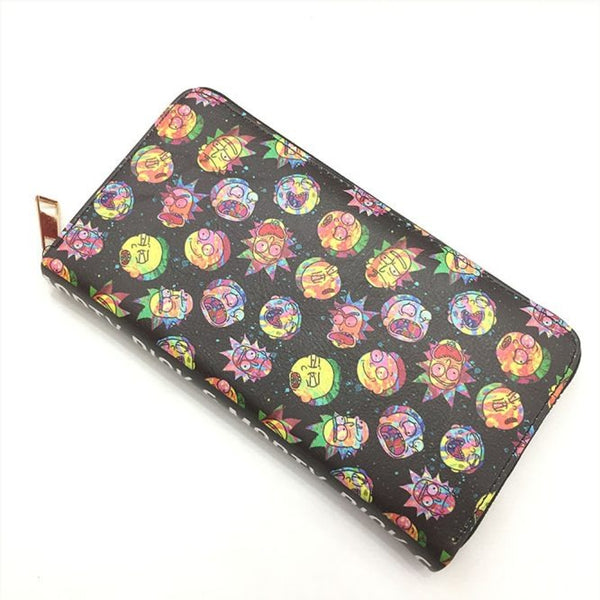 Long Wallet - Rick and Morty - Colorful Rick and Morty Faces Tie-Dye