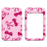 ID Card Badge Holder - Cherries and Bows Pattern