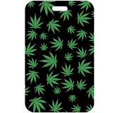 ID Card Badge Holder - Green Cannabis Leaf Pattern On Black
