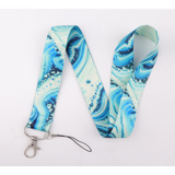 Lanyard - Blue and White Swirl Abstract Pattern
