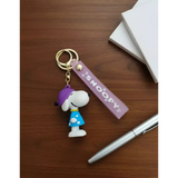 3D PVC Figure Keychain - Peanuts - Snoopy Purple Hat Blue Dress