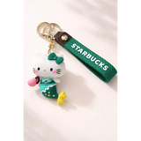 3D PVC Figure Keychain - Sanrio - Hello Kitty Mermaid With Starbucks Cup