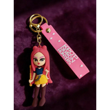 3D PVC Figure Keychain - KPop Demon Hunters - Rumi With Pink Hair And Yellow Skirt