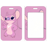 ID Card Badge Holder - Lilo & Stitch - Angel Posing On Pink Background