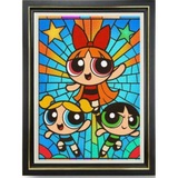 3D Light Frame - Powerpuff Girls - Trio In Stained-glass Style