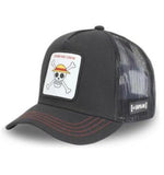Baseball Cap - One Piece - Straw Hat Crew Logo Dark Gray Black Mesh