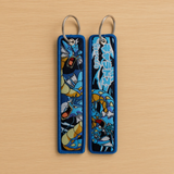 Embroidery Keychain - Pokémon - Gyarados Blue Serpent With Katakana Blue Border