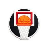 Crocs Charm - Basketball In Hoop On Round Black Plaque
