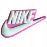 Crocs Charm - Nike - Pink And White NIKE Text + Swoosh Logo