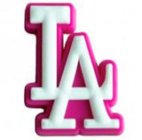 Crocs Charm - LA Dodgers - White And Pink Interlocking LA Logo