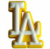 Crocs Charm - MLB - Yellow LA Dodgers Logo White Letters Yellow Outline