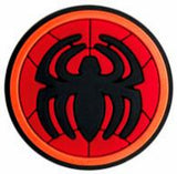 Crocs Charm - Spider-Man - Round Black Spider Logo On Red