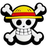 Crocs Charm - One Piece - Straw Hat Jolly Roger Black Border