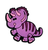 Crocs Charm - Cute Purple Triceratops Standing With Pink Horns And Stripes