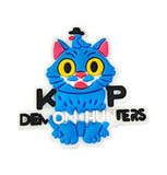 Crocs Charm - KPop Demon Hunters - Blue Cat Mascot With 'kpop Demon Hunters' Logo