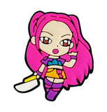 Crocs Charm - Chibi Girl With Long Pink Hair Holding A Blade