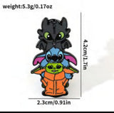 Enamel Pin - How to Train Your Dragon / Disney / Star Wars - Toothless, Stitch, Grogu Totem