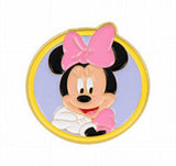 Enamel Pin - Mickey Mouse - Minnie Mouse Round Purple Frame Pink Bow