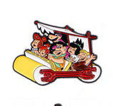 Enamel Pin - The Flintstones - Flintstones Family In Car Side Angled View