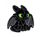 Enamel Pin - How to Train Your Dragon - Toothless Black Dragon Green Eyes Sitting
