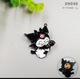 Enamel Pin - Sanrio - Kuromi Black Jester Pink Skull