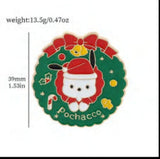 Enamel Pin - Sanrio - Pochacco Holiday Green Wreath Badge