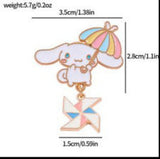 Enamel Pin - Sanrio - Cinnamoroll With Umbrella And Pinwheel
