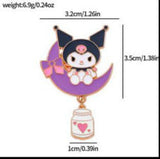 Enamel Pin - Sanrio - Kuromi On Moon With Potion Dangle