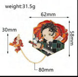Enamel Pin - Demon Slayer - Tanjiro Checkered Haori Hexagon Frame Charm