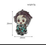 Enamel Pin - Demon Slayer - Tanjiro Chibi Checkered Haori Brown Hair Diagram