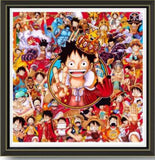 3D Light Frame - One Piece - Pirate King Luffy Centered In Full Character Collage