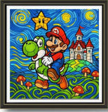 3D Light Frame - Super Mario - Mario Riding Yoshi, Starry Night Style