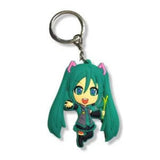 PVC Keychain - Vocaloid - Chibi Miku in Green Outfit Holding Leek