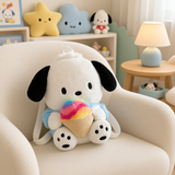 Plush Backpack - Sanrio - Pochacco White Holding Rainbow Ice Cream (33cm)