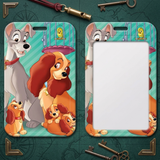 ID Card Badge Holder - Lady and the Tramp - Lady Tramp Family Portrait Puppies Teal Stripe Birdcage