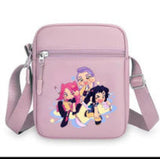 Crossbody Bag - HUNTRX - Mira Zoey Rumi Trio Pink-haired Girls Pastel Mauve Background